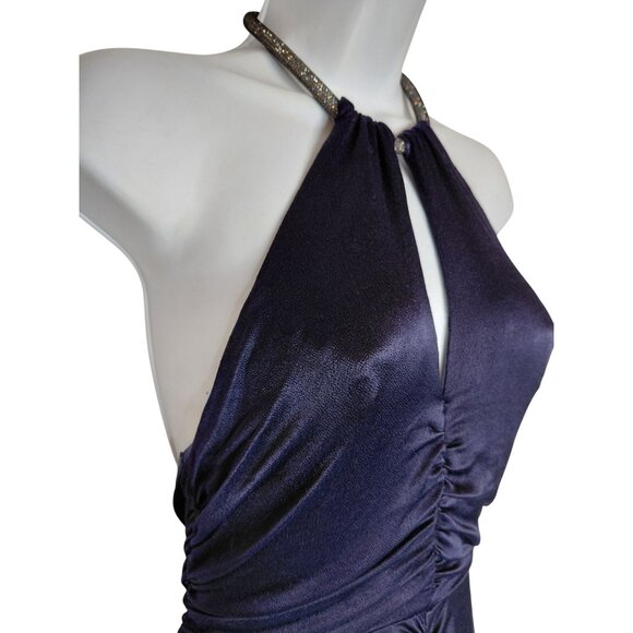 Astr The Label Navy Halter Neck Ruched Evening Gown SMALL - Picture 14 of 15